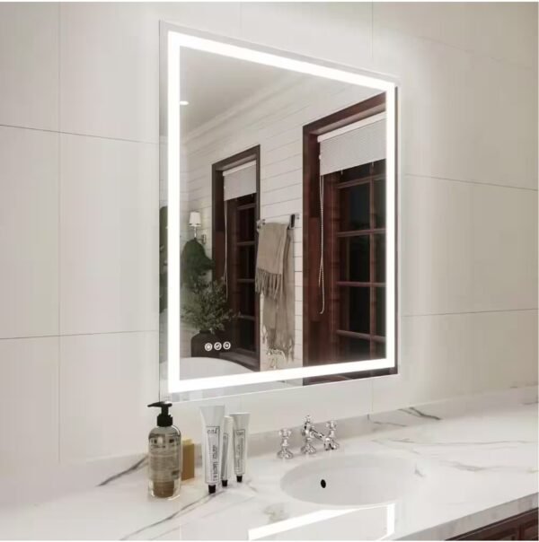 Lumos 30 in. W x 36 in. H Rectangular Frameless LED Wall Bathroom Vanity Mirror in Silver