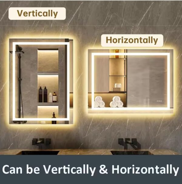 50 in. W x 36 in. H Rectangular Frameless Wall Bathroom Vanity Mirror with Backlit and Front Light