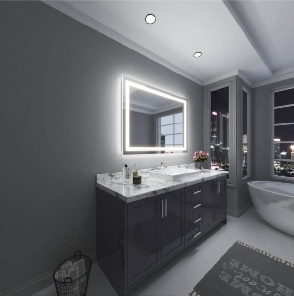 50 in. W x 36 in. H Rectangular Frameless Wall Bathroom Vanity Mirror with Backlit and Front Light