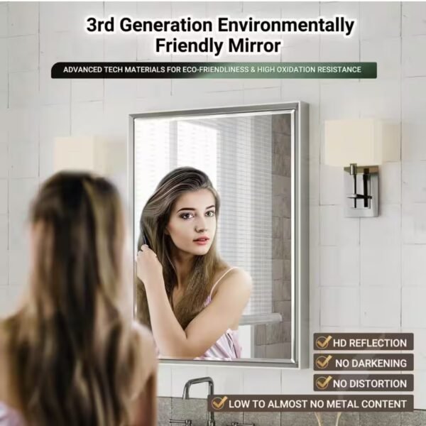 48 in. W x 36 in. H Rectangular Framed Aluminum Beveled Edge Wall Mount Bathroom Vanity Mirror in Brushed Nickel