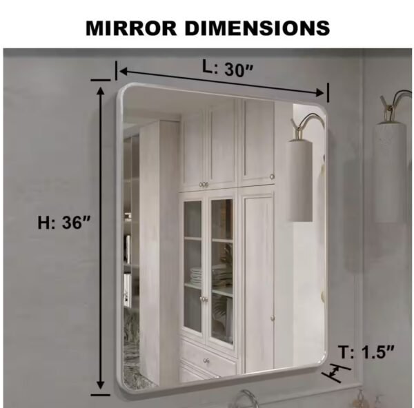Vista 30 in. W x 36 in. H Rectangular Framed Wall Bathroom Vanity Mirror in Brushed Nickel